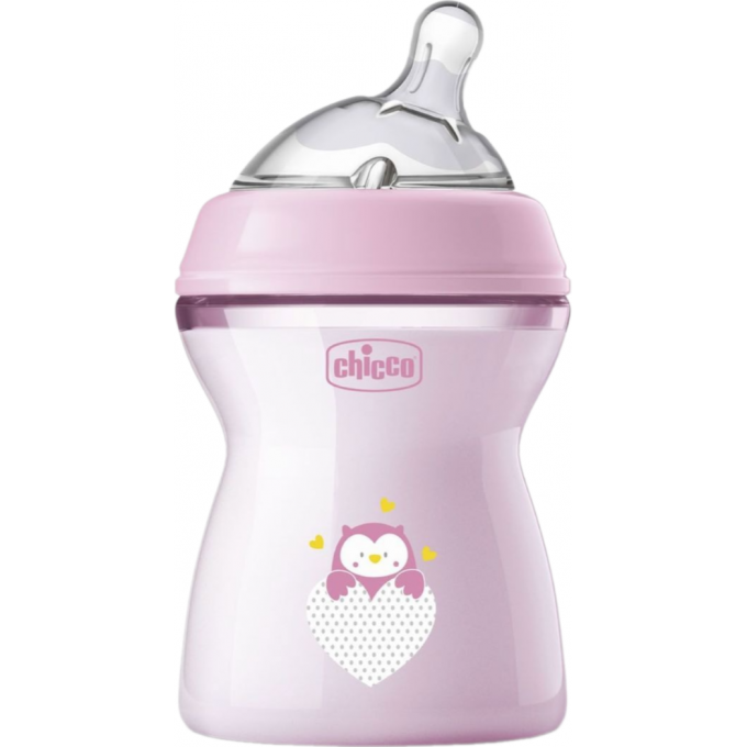 Бутылочка пластиковая CHICCO NATURAL FEELING 250 мл, 2м+ розовая 00081323100000
