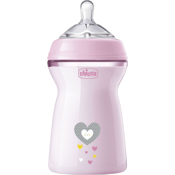Бутылочка пластиковая CHICCO NATURAL FEELING 330 мл, 6м+ розовая 00081335100000