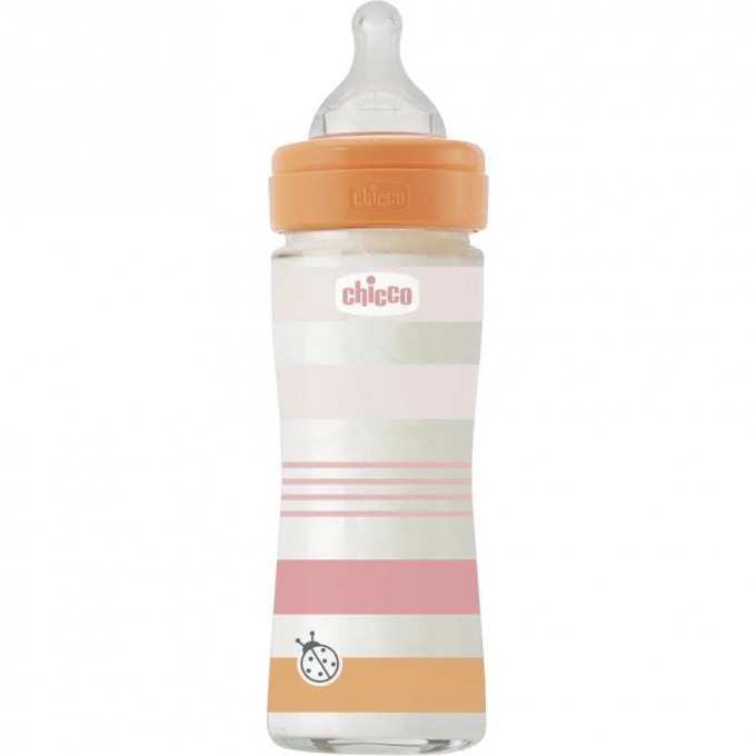Бутылочка стекляная CHICCO WB ORANGE GIR 240 мл медленый поток 00028721110000