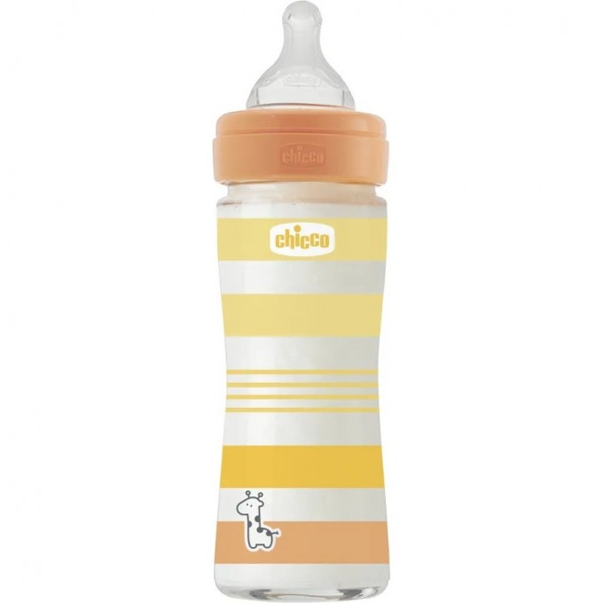 Бутылочка стеклянная CHICCO WB ORANGE UNI 240 мл медленый поток 00028721310000