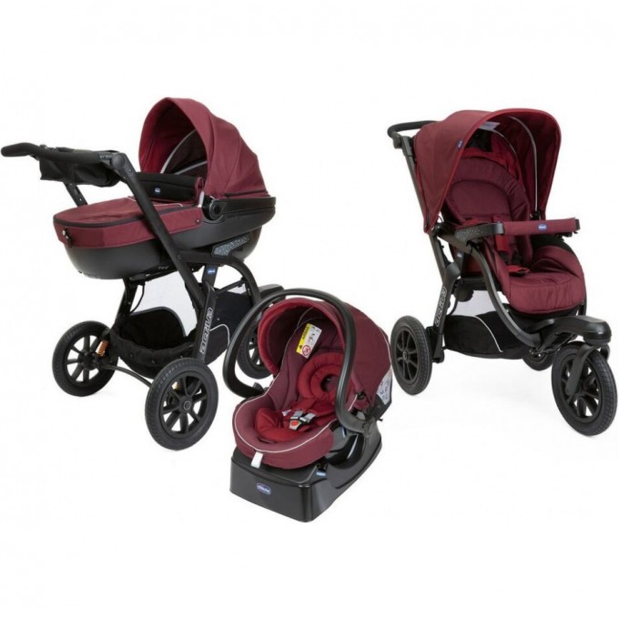 Коляска CHICCO TRIO ACTIV3 TOP BURGUNDY POWDER 6079270820000