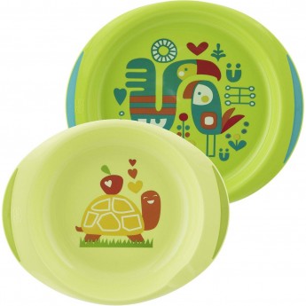 Набор тарелок CHICCO, 12м+, 2 шт., зеленый