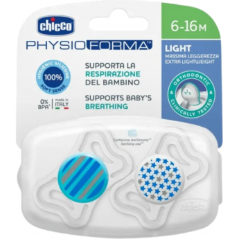 Пустышка CHICCO PHYSIO LIGHT BOY 6-16M SIL 2P C