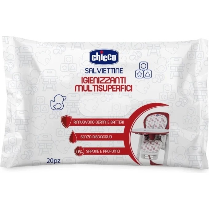 Универсальные очищающие салфетки для поверхностей CHICCO 20 шт. 00010636000000